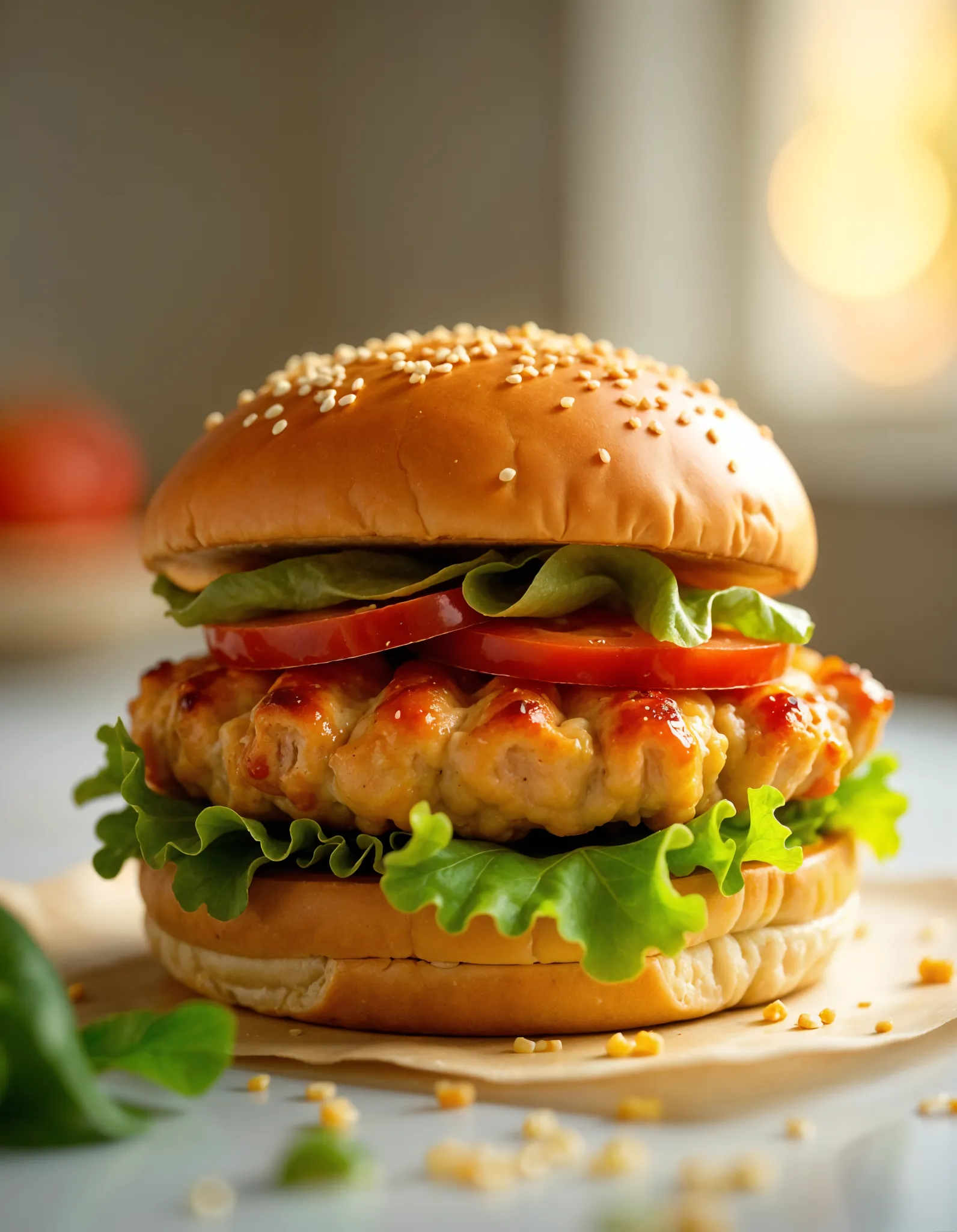 Chicken Burger croustillant avec filet de poulet pané et sauce savoureuse – Sonchamp