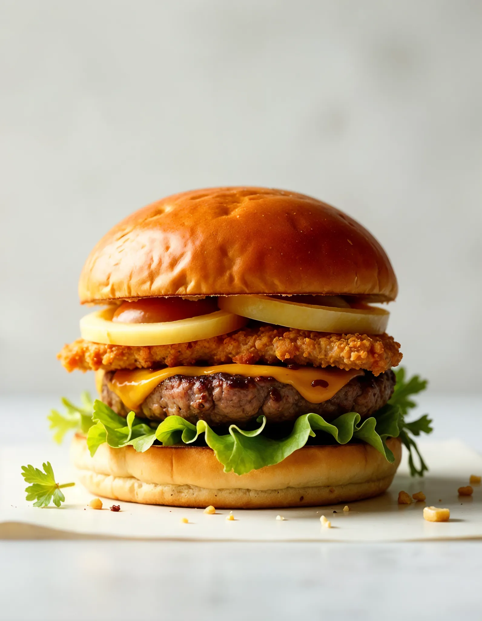 Country Burger rustique avec steak grillé, fromage et sauce barbecue – Sonchamp