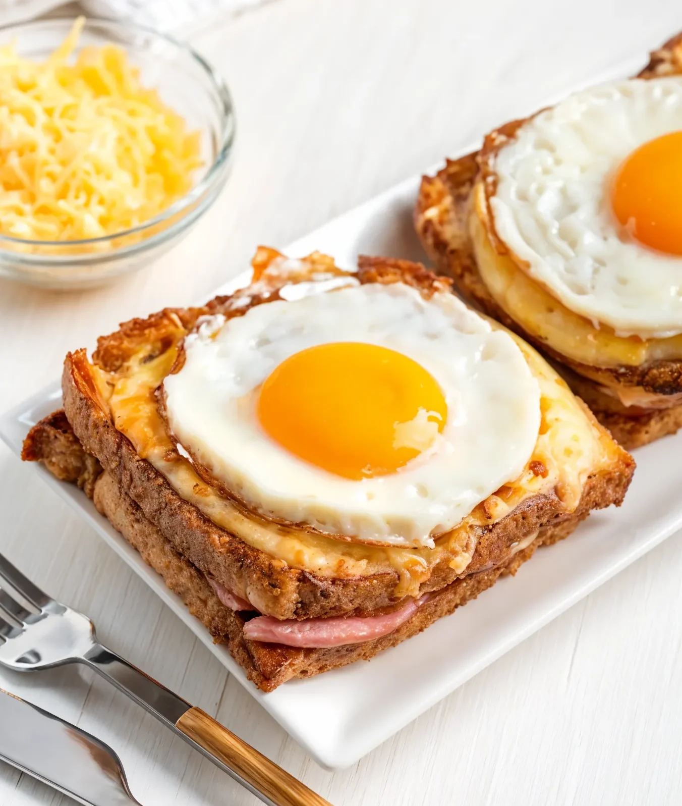 Croque-Madame gourmand avec œuf coulant, fromage et jambon – Livraison Sonchamp