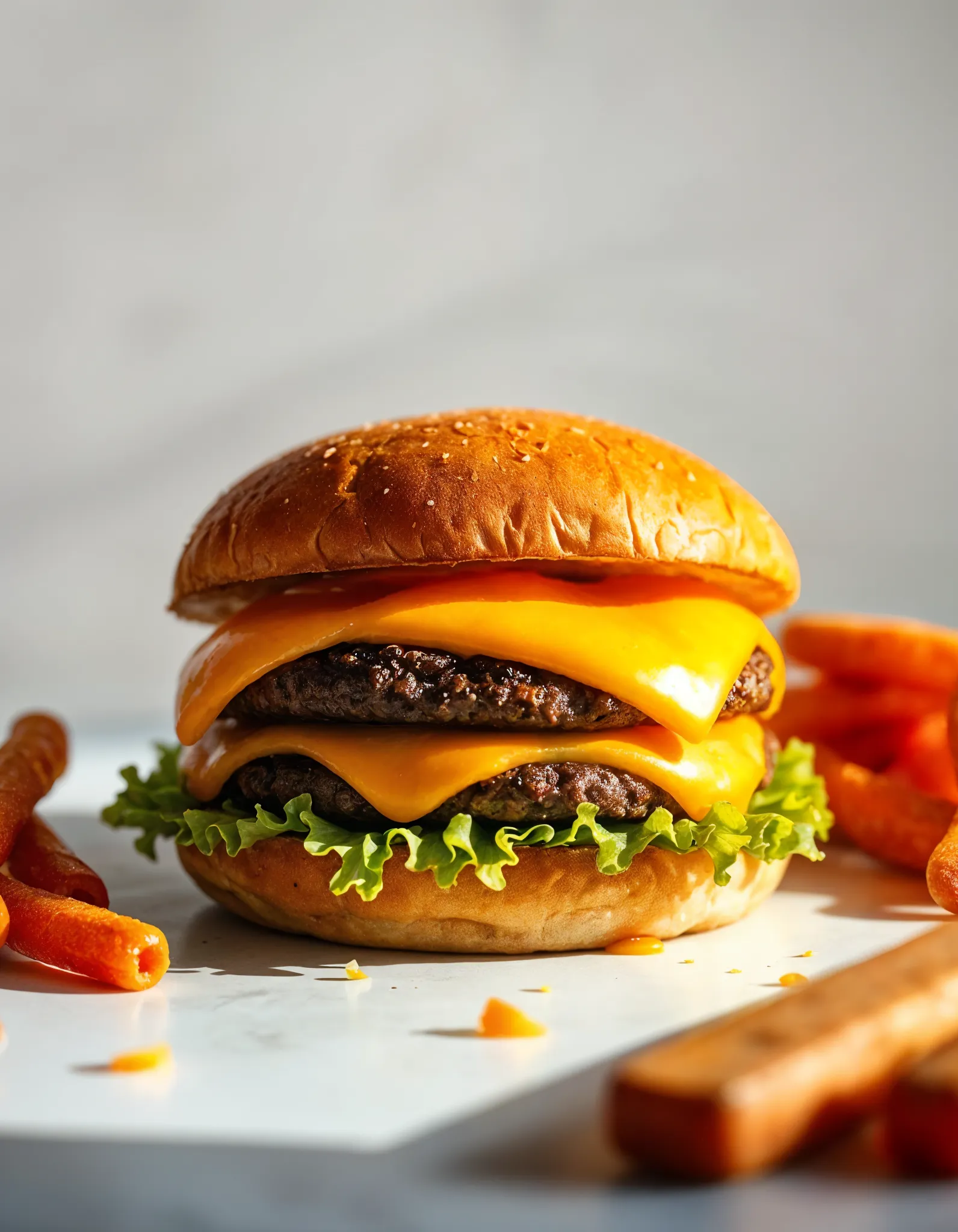 Double Cheese Burger avec deux steaks hachés et fromage fondant – Pizzeria à Sonchamp