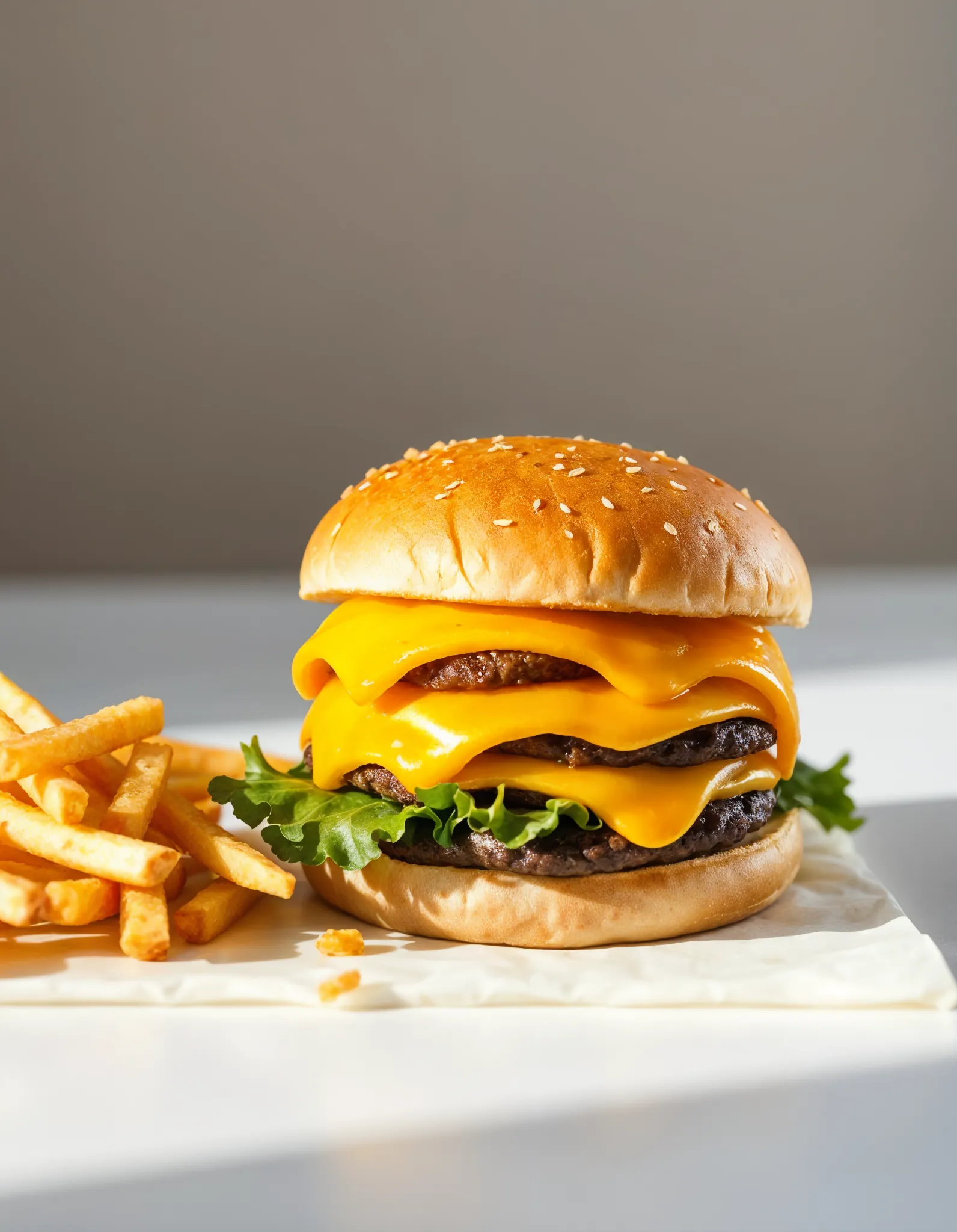 Triple Cheese Burger avec trois steaks, fromage fondant et pain moelleux – Livraison à Sonchamp